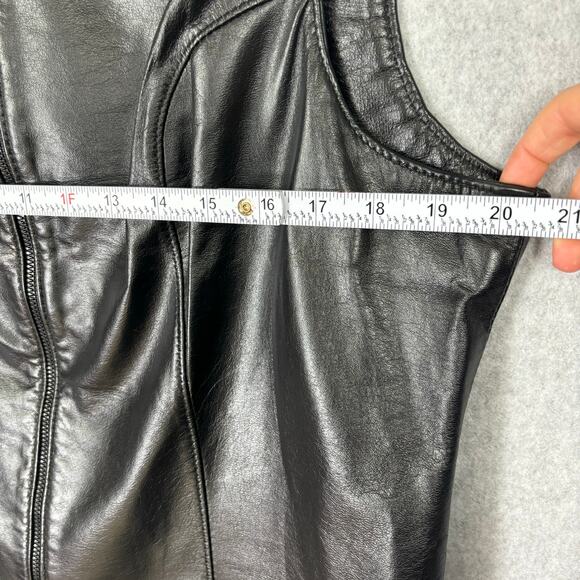 The Leather Ranch Vest Womens Large Zipper Moto Biker Motorcycle 90s Goth Y2K - Picture 8 of 15